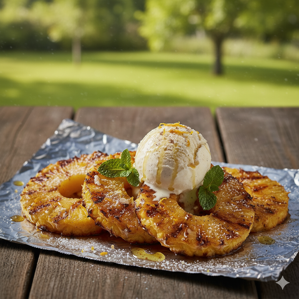Gegrillte Ananas mit Zimtzucker