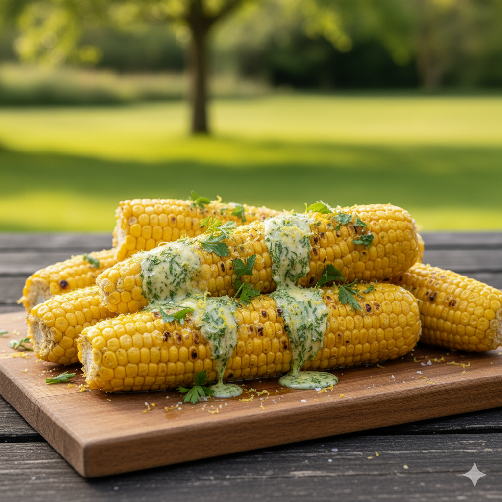 Gegrillte Maiskolben mit Gewürzbutter